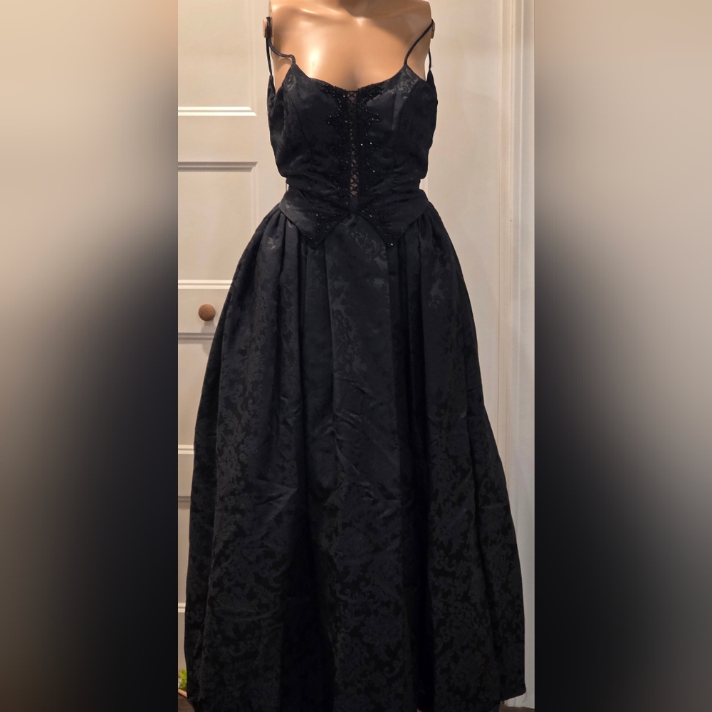 Jessica McClintock Black Evening/Prom/Goth Dress Size 3/4 - Made In USA